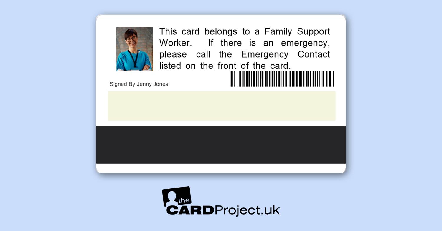 Family Support Worker ID Card Premium (REAR)